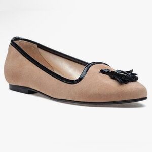 Jon Josef Anthro Womens Tassel Suede Leather Flat Loafers Size 9.5 Tan & Black